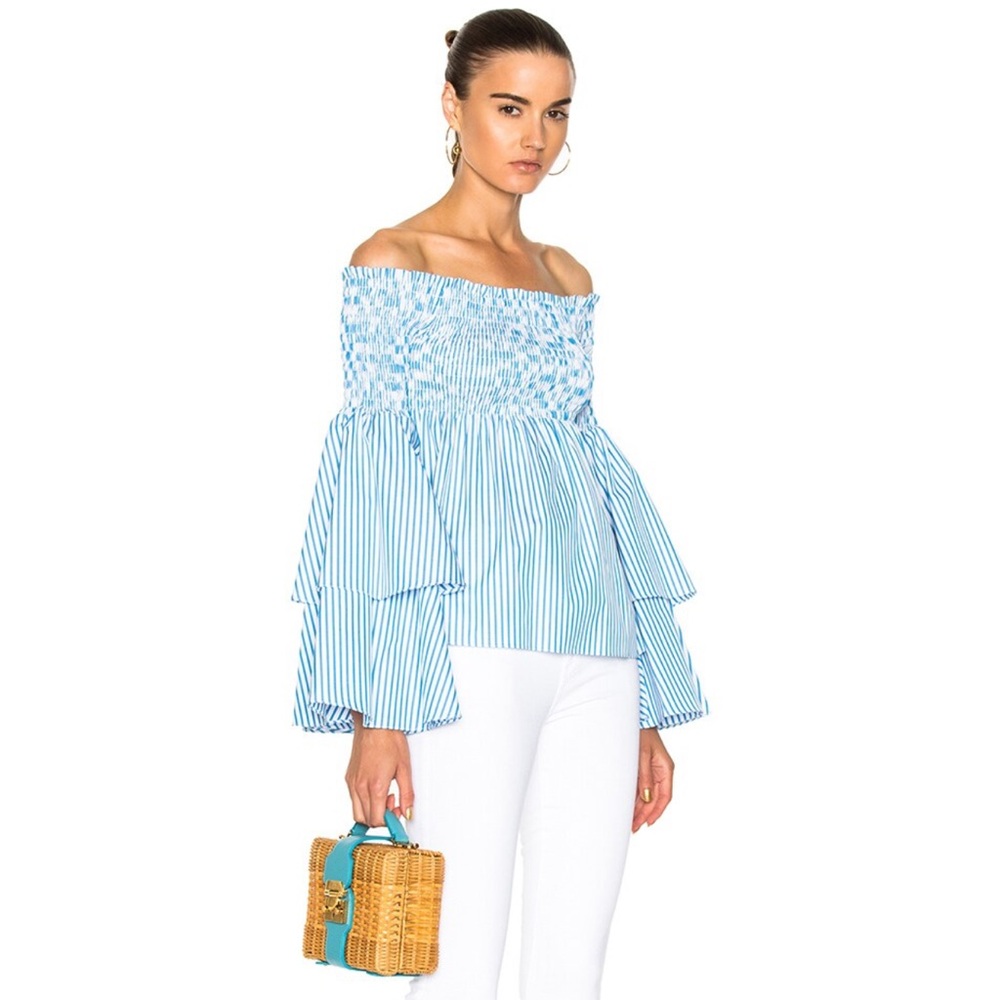 Caroline constas striped off the shoulder blouse size M
